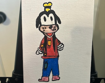 Goofy Character Mini Painting – 5x7 Original Marker Art – Fun Colorful Wall Decor