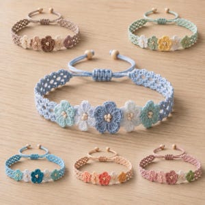 Crochet Flower Bracelet Pattern PDF, Adjustable Lace Jewelry, Dainty Friendship Gift