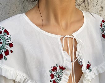 Rajasthan Hand Block Printed Cotton Frill Collar | Extra Wide Detachable Collar | Handmade Boho Accessory