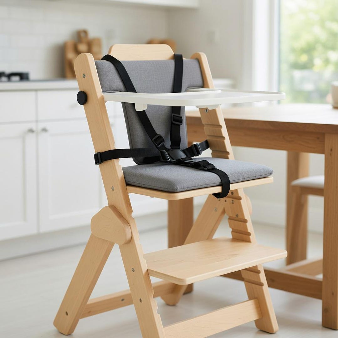 Natural Wood Adjustable High Chair for Babies 6 Month+ | Removable Tray ...
