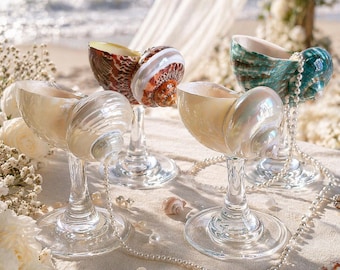 Copas de vino de concha marina natural, regalos para damas de honor en bodas en la playa, copas de martini de concha marina hechas a mano, copas de cóctel, copas de martini, regalos