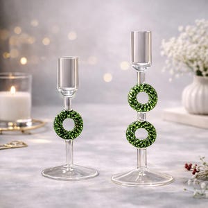 Candelabros navideños, candelabros de mesa, candelabros con forma de árbol de Navidad, decoración de vidrio para el hogar, regalos de decoración navideña.