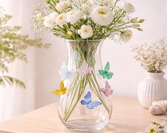 Jarrón de cristal de Murano hecho a mano con forma de mariposa / Jarrón floral de primavera / Decoración artística para el hogar / Elegante jarrón de flores / Regalo único para ella