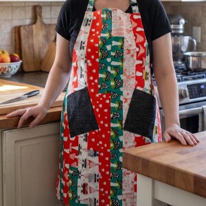 Patchwork schort naaipatroon, volledige slabbetje, keukenschort met zakken, chef-kok schort tutorial, doe-het-zelf keuken cadeau pdf-download