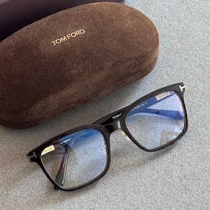 Tom Ford 55mm Rectangular Tortoise Eyeglasses /Blue Light Blocking Optical Glasses / Italian Optical Eyewear