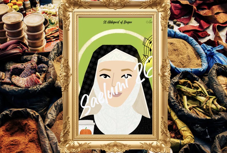 Saint Hildegard of Bingen Art Print | Catholic Wall Decor (digital ...