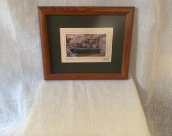 Vintage Framed Irish Cottages Print Signed