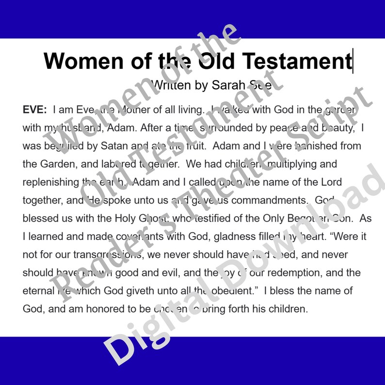 Women of the Old Testament Reader's Theater Script - Etsy