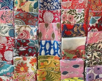 Servilletas surtidas, paquete de 50 servilletas estampadas a mano, juego de servilletas de algodón estilo boho para bodas, servilletas de mesa reutilizables para combinar.