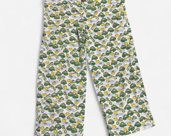 Vintage handmade pajama pants  loungewear set with frogs on Lily pads with rain