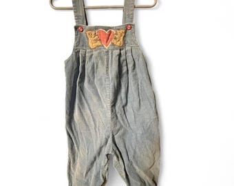 18-24 maanden Handgemaakte vintage jaren 90 corduroy overall trui met beren matroos