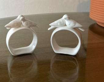 Vintage 1960s bone china lovebird napkin rings set of 2