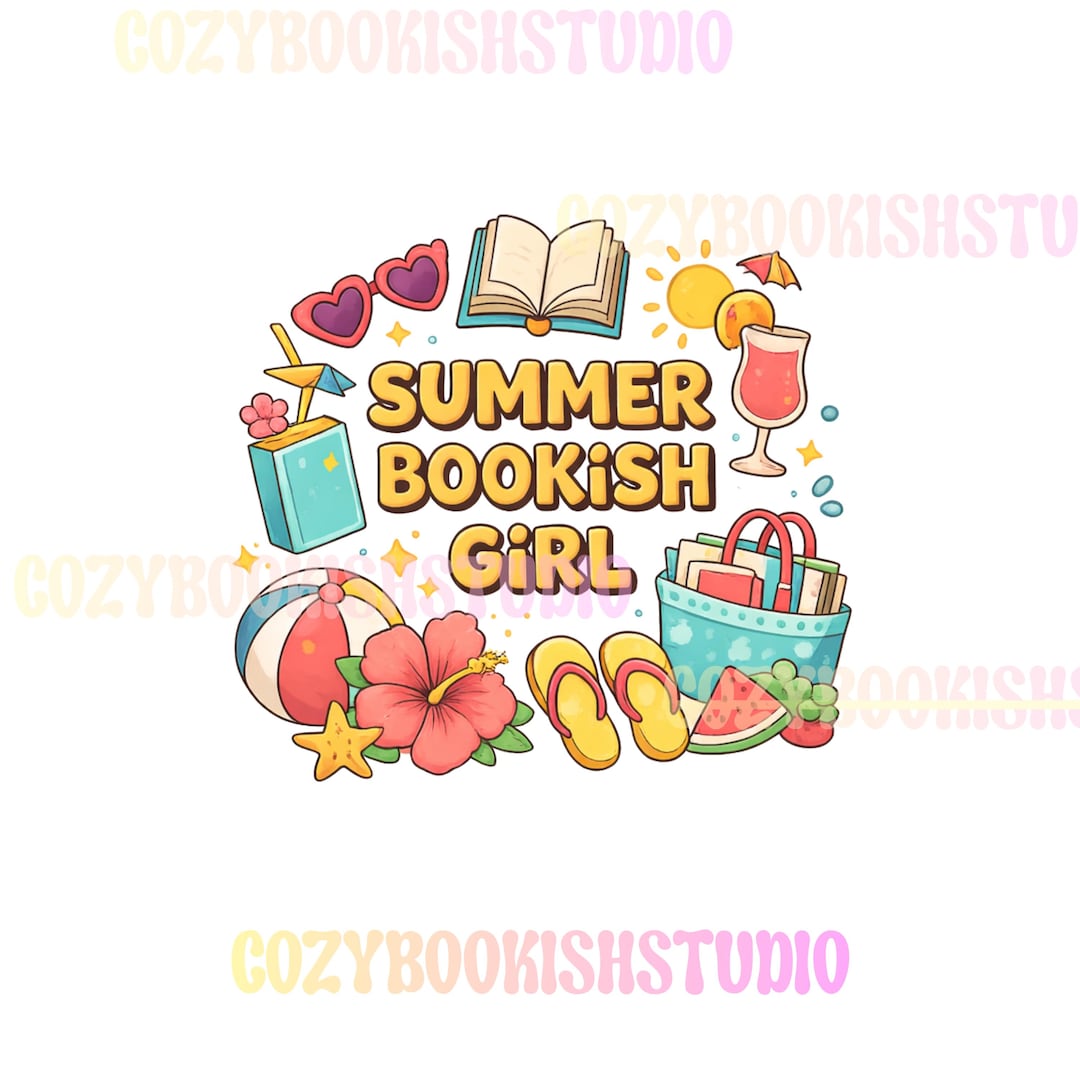 Summer Bookish Girl PNG – Beach Reading Clipart, Kindle Lover Art ...