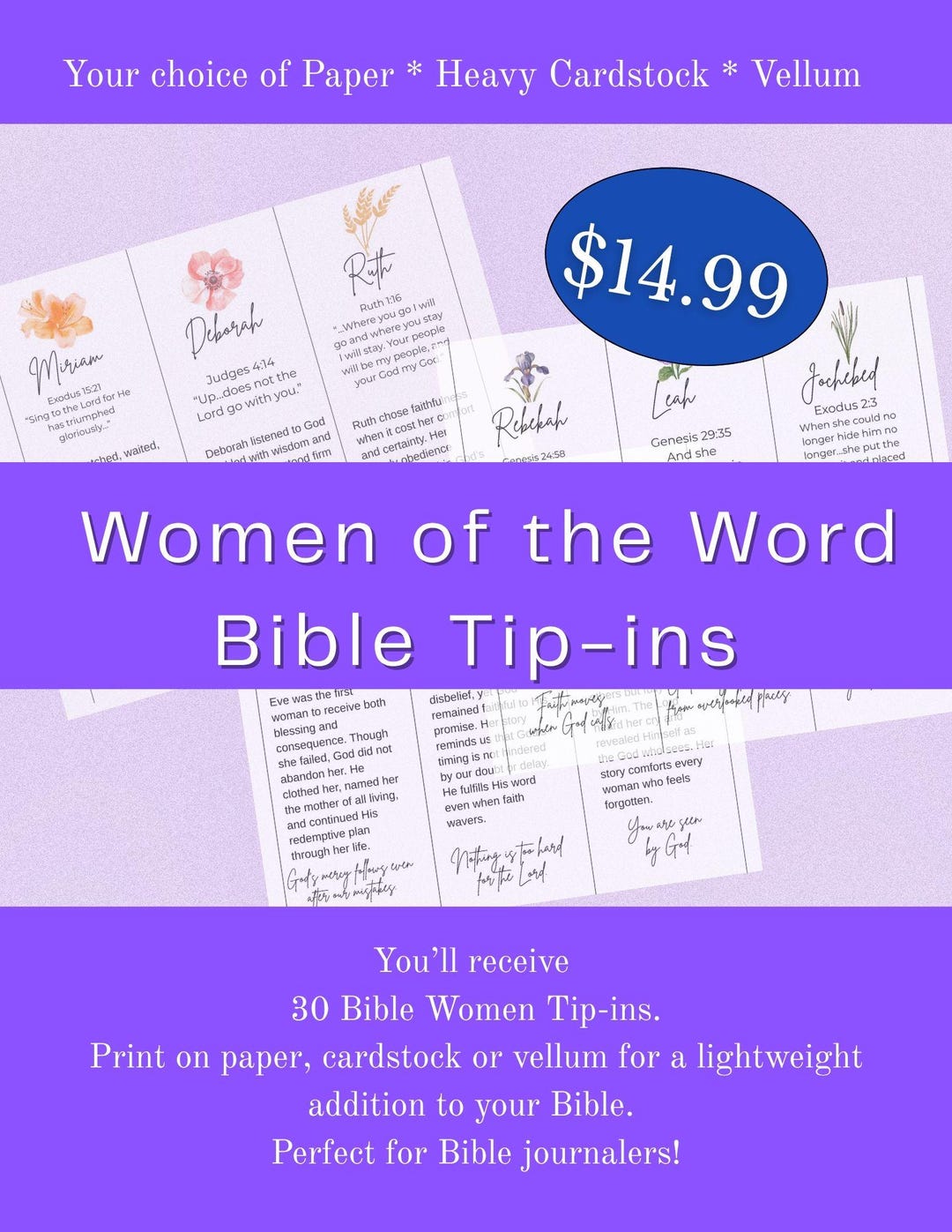 Women of the Bible Tip-ins | Scripture Inserts for Bible Journaling ...