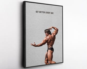 Arnold Schwarzenegger Get Better Every Day Canvas Wall Art Print, Fitness Gym Motivation Poster Decor