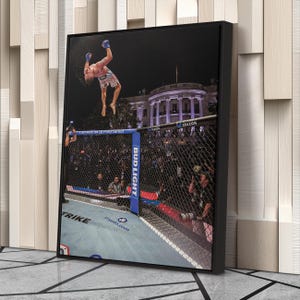 Justin Gaethje Backflip Celebration Canvas Wall Art, UFC MMA Artwork Print, Fighter Room Decor, Mixed Martial Arts Fan Gift image 3