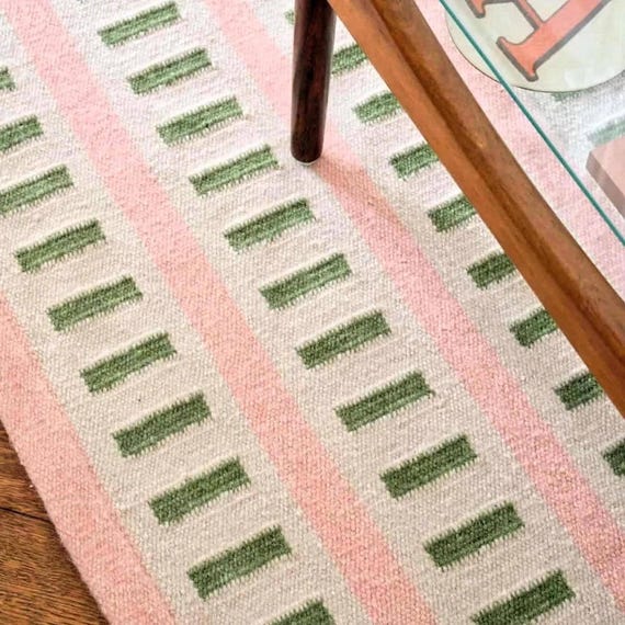 Reversible Swedish Kilim Rug: Scandinavian Modern Wool Flatweave (8x10, 9x12 ft
