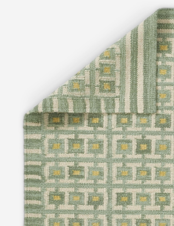 Handwoven Wool Kilim Rug, Scandinavian Geometric Stripe Area Carpet