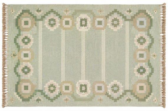 Swedish Marianne Richter Inspired Kilim Wool Rug – Bright Colors Rug.
