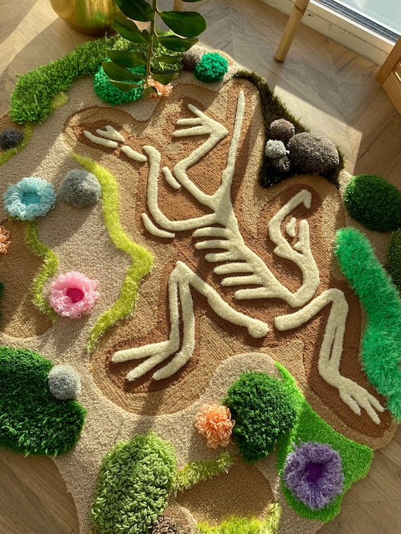 3D Skeleton Landscape Tufted Rug: Mossy Carpet