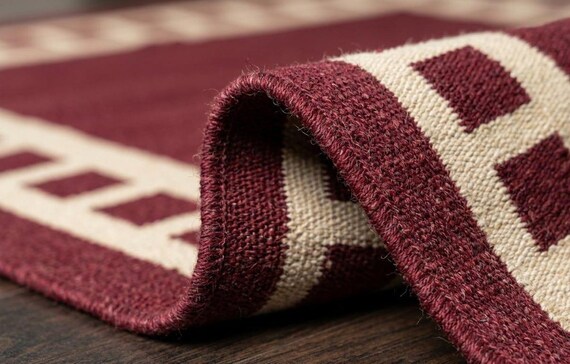 Handwoven Pink Wool Kilim Rug, Geometric Flatweave Area Rug (8x10)