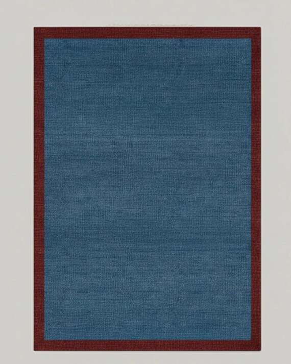 Artisan Denim Blue & Terracotta Framed Wool Kilim