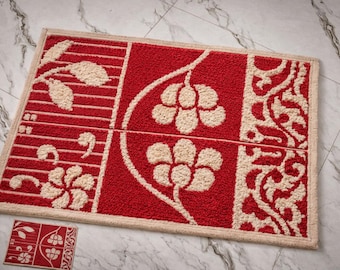 Hand Tufted, Floral Rug,Red Cream, Area Carpet, Elegant, Living Room Decor,