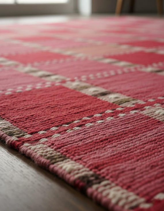 Swedish Marianne Richter Inspired kilim rug Red Rug for Living Room Office