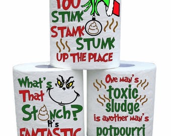 Grinch Toilet Paper Decor, Funny Christmas Bathroom Gag Gift (Decoration Only)