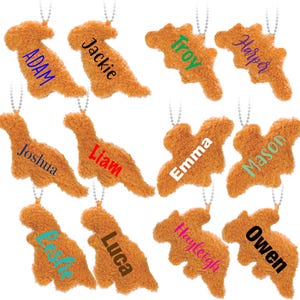 Llavero personalizado de nuggets de dinosaurio, peluche de nugget de pollo dinosaurio, llavero personalizado de nugget de dinosaurio, adorno para bolso, relleno para calcetín navideño, regalo para niños