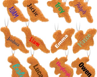 Llavero personalizado de nuggets de dinosaurio, peluche de nugget de pollo dinosaurio, llavero personalizado de nugget de dinosaurio, adorno para bolso, relleno para calcetín navideño, regalo para niños
