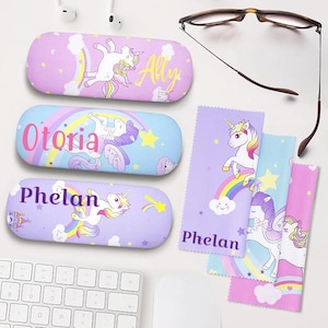 Estuche para gafas infantil personalizado, estuche para gafas de unicornio personalizado, regalo para niños, regalo para ella.