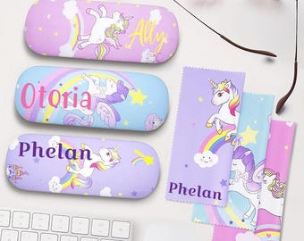 Estuche para gafas infantil personalizado, estuche para gafas de unicornio personalizado, regalo para niños, regalo para ella.