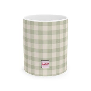 Pastel Green Gingham Ceramic Mug