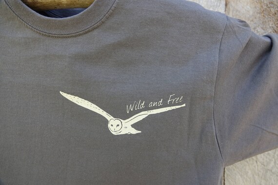 Men S Barn Owl Tee Charcoal Wild And Free Owl In Etsy