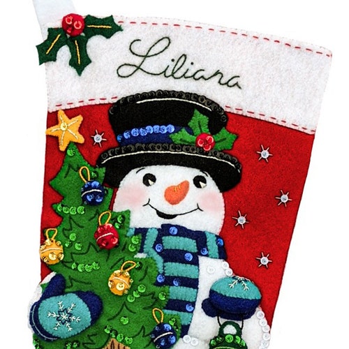 Classic Snowman Felt Stocking Kit From Merrystockings Etsy