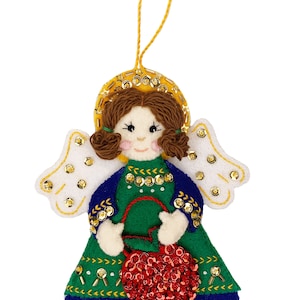 Apple Angel felt ornament kit, DIY, crafts, embellishments, MerryCollectibles, applique, Bucilla like