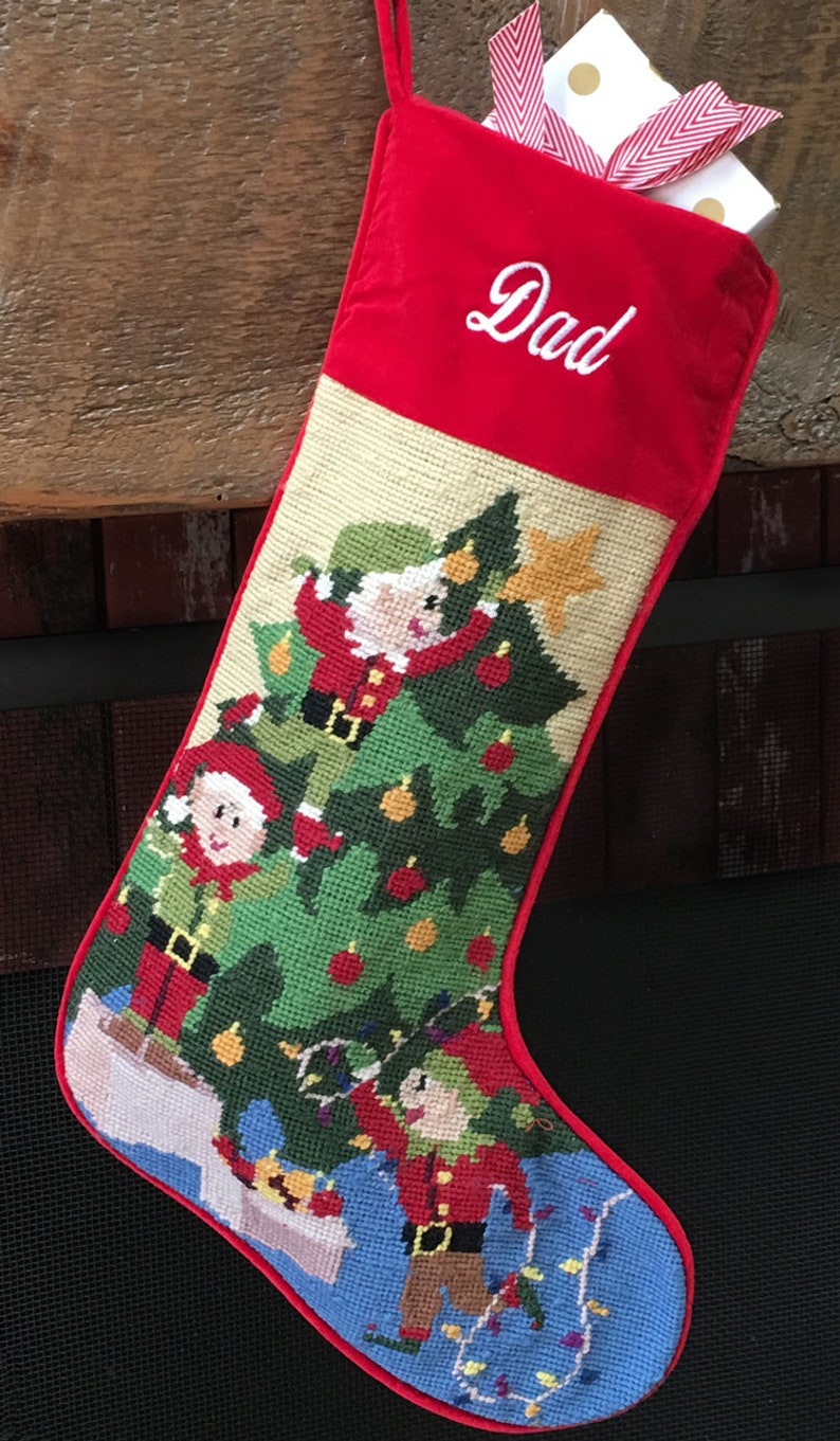 Personalized Needlepoint Christmas Stocking Decorating the | Etsy