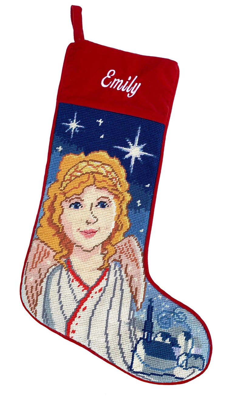 Personalized Needlepoint Christmas Stocking Angel | Etsy