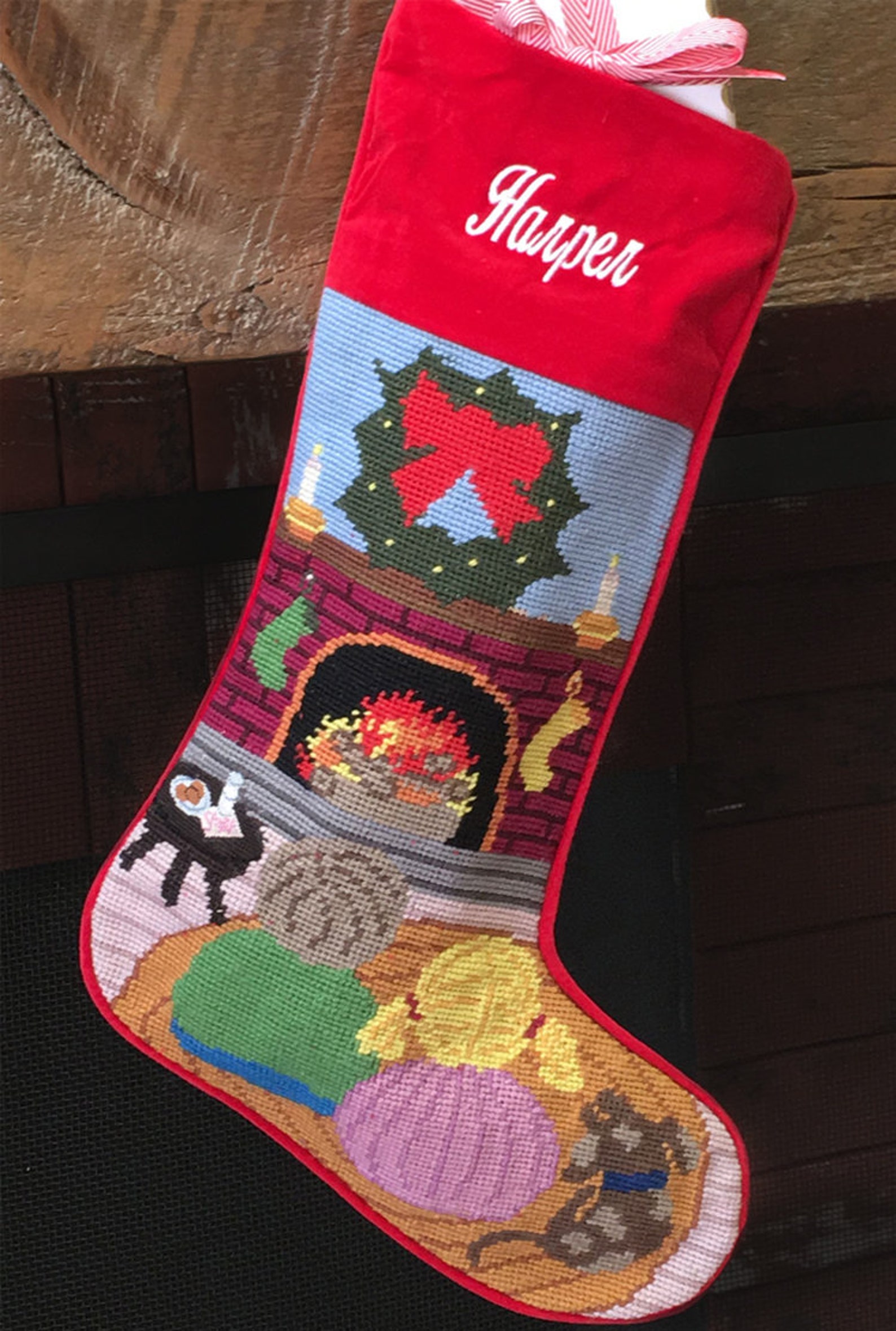 Needlepoint Personalized Christmas Stocking 