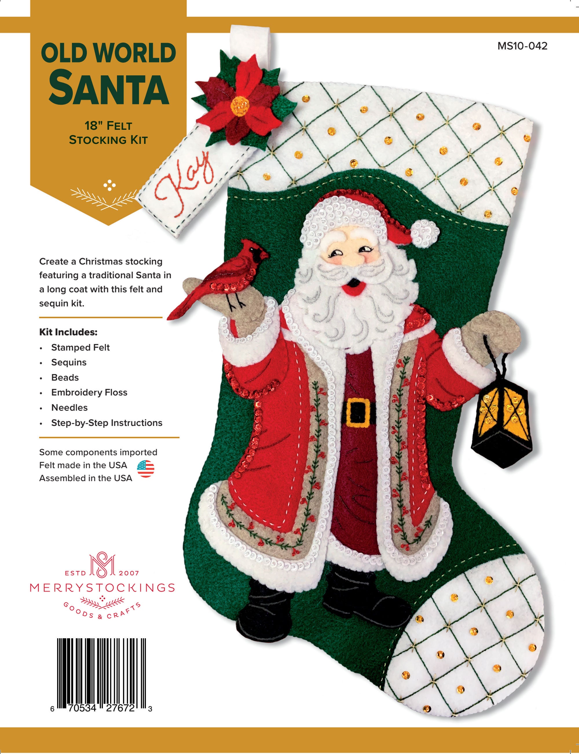 MerryStockings Outdoorsman Santa 18 Felt Christmas Stocking Kit