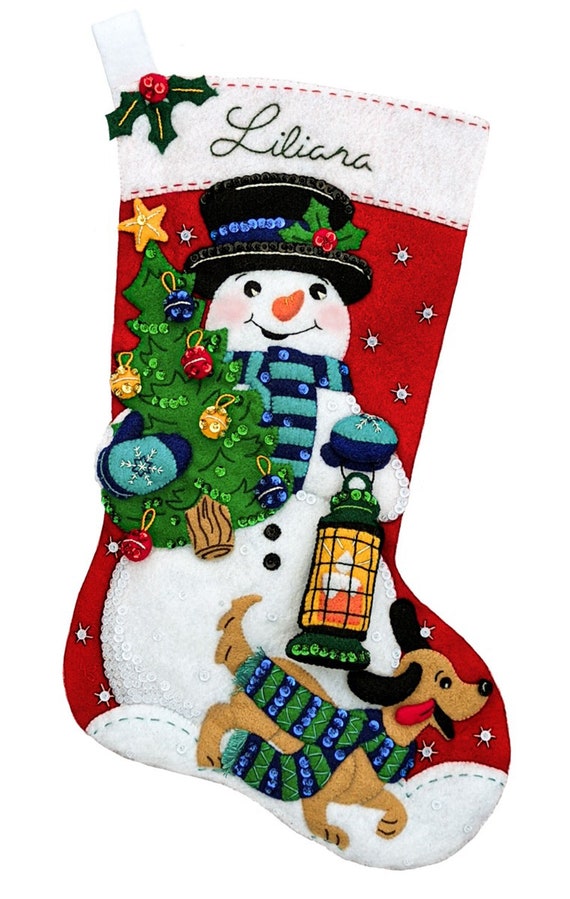 Bucilla 18 Felt Christmas Stocking Kit - Festive Sweater Snowman