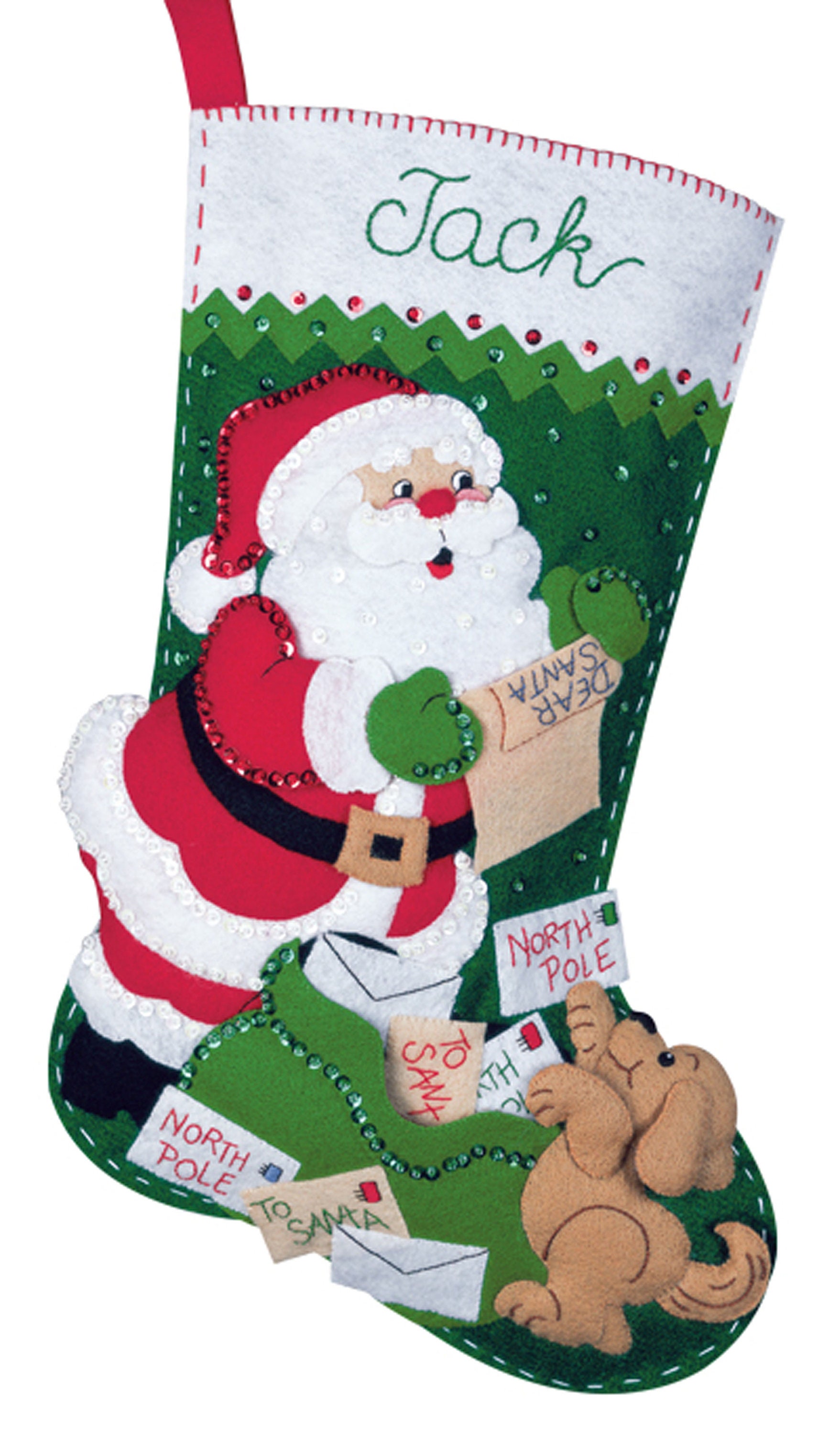 Bucilla, Santa and Friends Christmas 18 Felt Applique Stocking Making Kit,  Perfect for DIY Holiday Needlepoint Arts and Crafts, 89330E
