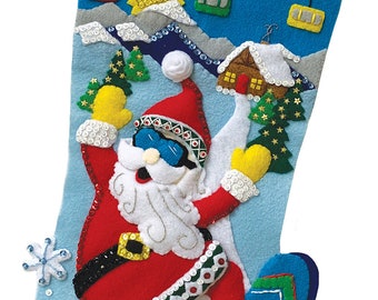 Snowboard Santa Felt Stocking Kit from MerryStockings