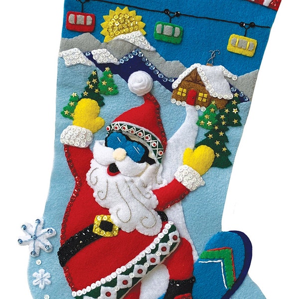 Snowboard Santa Felt Stocking Kit from MerryStockings