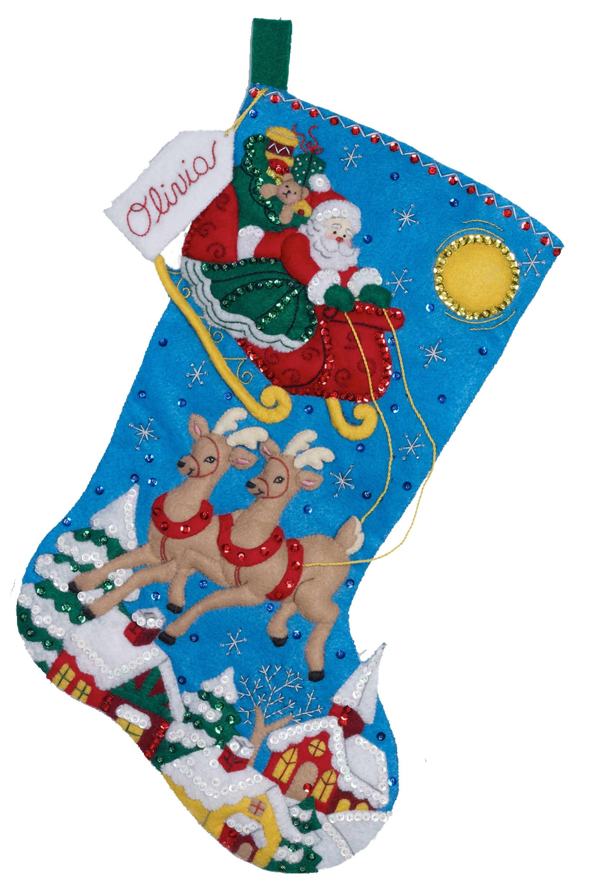 Bucilla 18-Inches Christmas Stocking Felt Appliqu Kit, 86054 Santa Paws