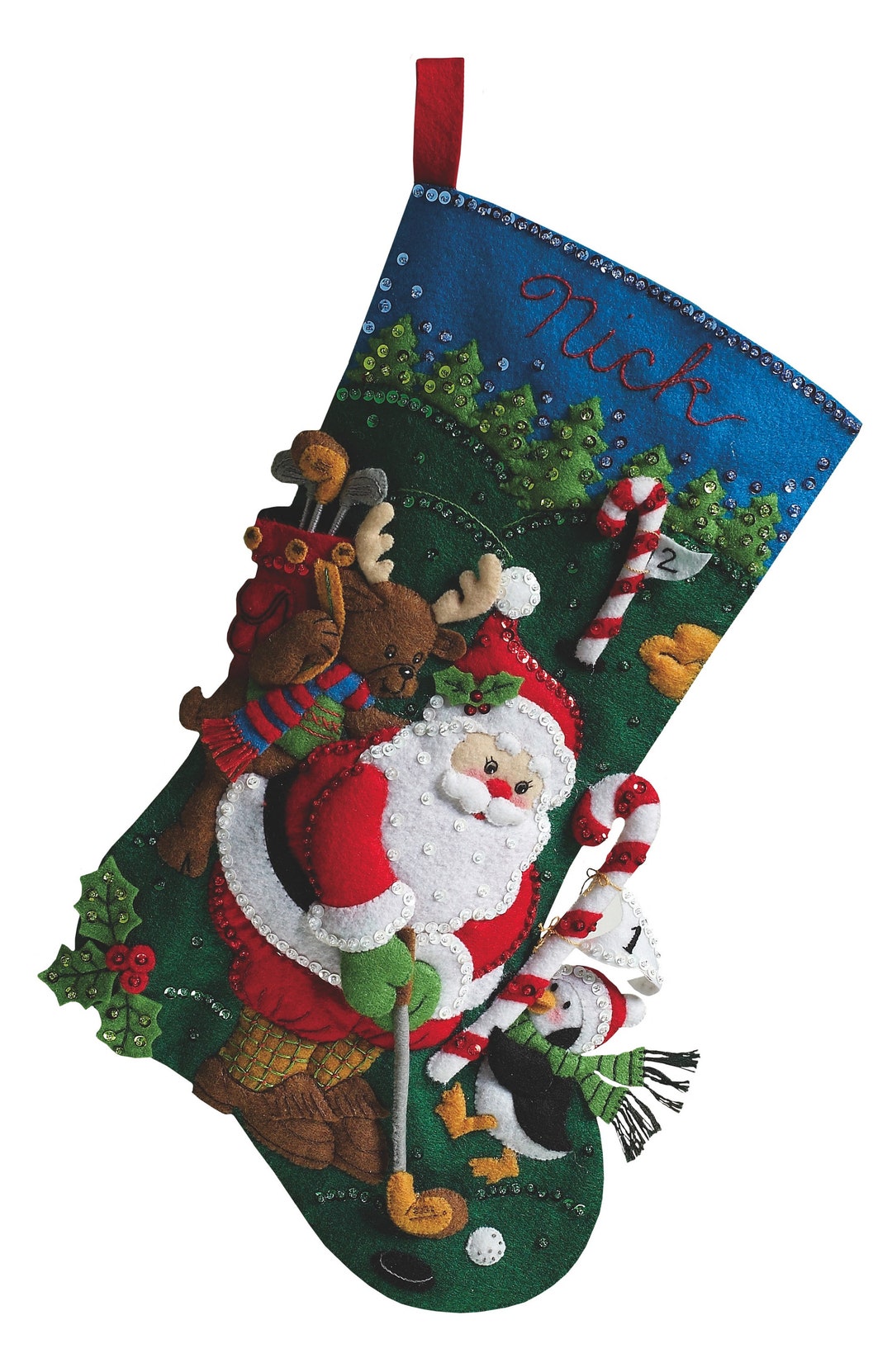 Golfing Santa Bucilla Felt Stocking Kit Etsy