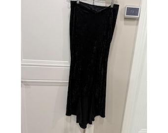Morbid Threads Black Crushed Velvet High Low Maxi Skirt Gothic Grunge Vintage