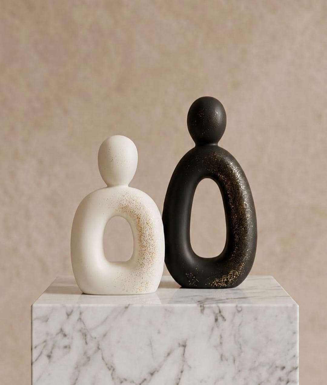 Modern Abstract Sculpture Set, Handmade Jesmonite Decor, Minimalist ...