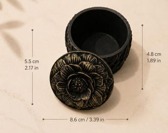 Floral Jewellery Box with Hand-Painted Lid, Handmade Jesmonite Trinket Box, Keepsake Box, Ring Storage, Vanity Decor, Gift for Her